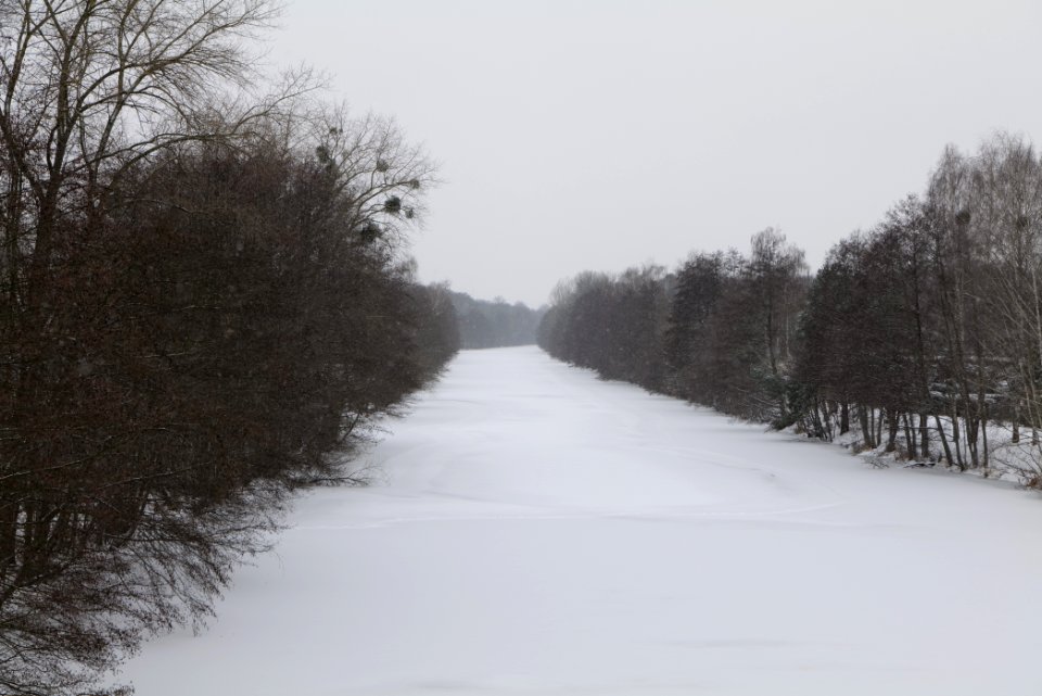 Havelkanal from Spandauer Allee with ice and snow 2021-02-09 05
