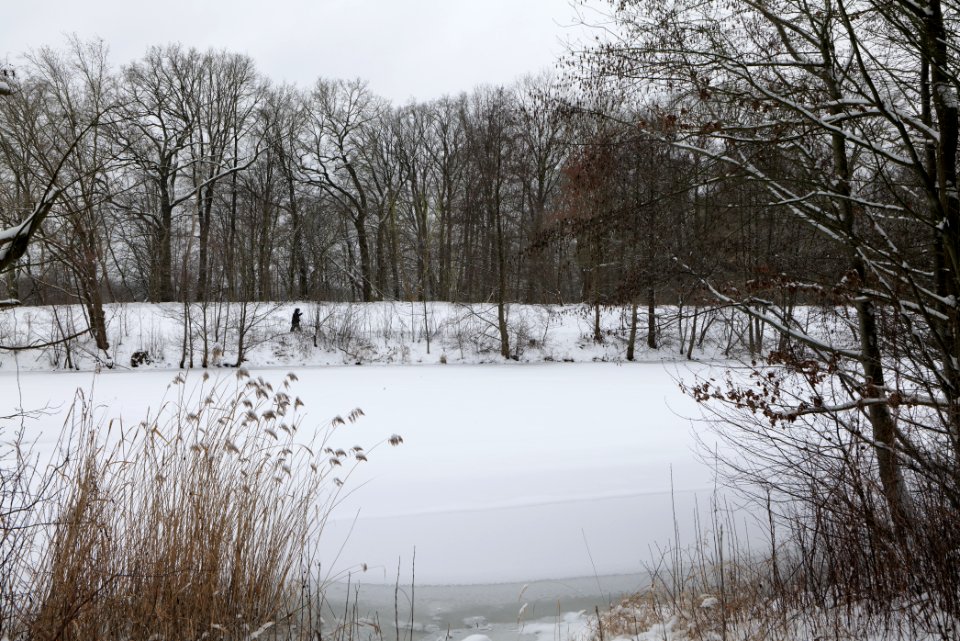 Havelkanal in Hennigsdorf with ice and snow 2021-02-09 05