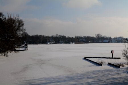 Havel from Aalemannkanalbrücke with ice and snow 2021-02-10 02