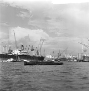 Havengezichten Rotterdam, schepen op de Maas, Bestanddeelnr 918-1739