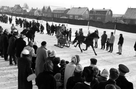 Harddraverijen met arren op de Ringvaart te Halfweg, overzicht bij de finish, Bestanddeelnr 914-7922