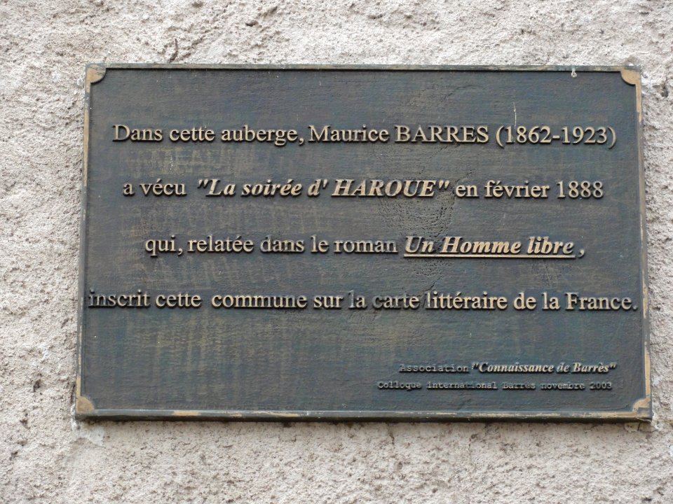 Haroué (M-et-M) auberge séjour Maurice Barrès, plaque