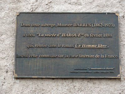Haroué (M-et-M) auberge séjour Maurice Barrès, plaque