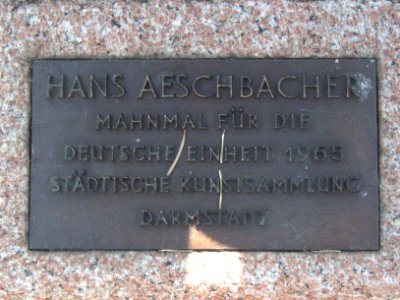 Hans Aeschbacher „Mahnmal für die Deutsche Einheit 1965“, Plakette