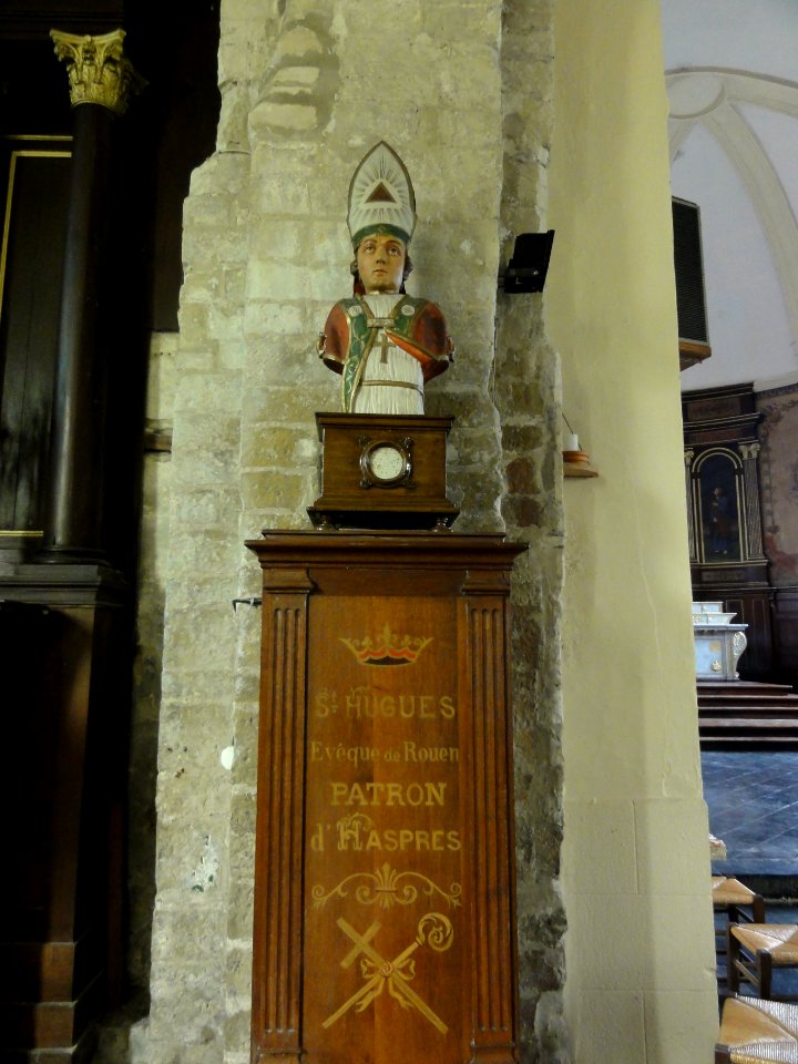 Haspres (Nord, Fr) église, buste Saint Hugues