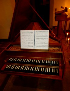 Harpsichord musical instrument with candles