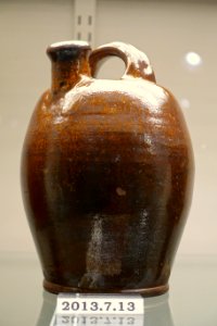 Harvest jug, United States, probably Maryland, c. 1870, lead-glazed redware, item HD 2013.7.13 - Flynt Center of Early New England Life - Deerfield, Massachusetts - DSC04046