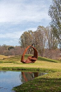 Metal twisted rust colored photo