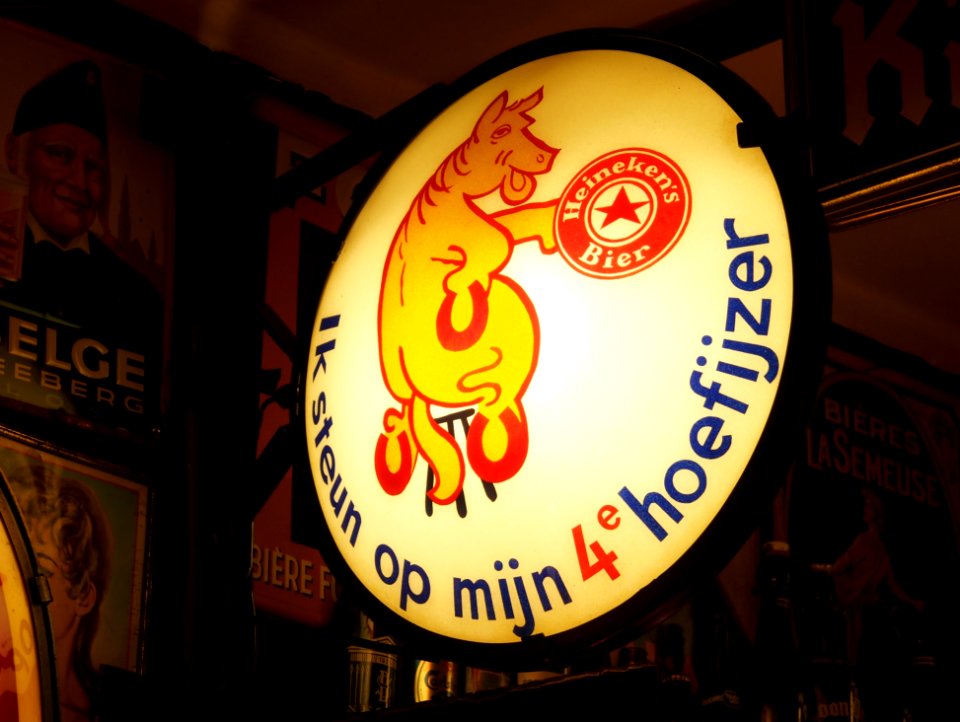 Heinekens bier Hoefijzer lichtreclame