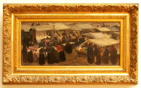 Hendrik Adriaan Christiaan Dekker (1836-1905), Nieuwmarkt te Amsterdam, waarschijnlijk 1897, Olieverf op doek photo
