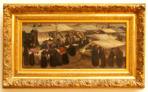 Hendrik Adriaan Christiaan Dekker (1836-1905), Nieuwmarkt te Amsterdam, waarschijnlijk 1897, Olieverf op doek