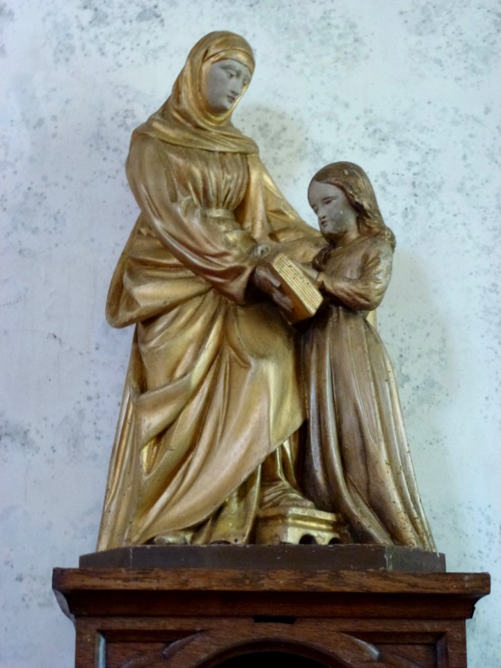Herbelles (Pas-de-Calais, Fr) église Saint-Léger, statue Ste Anne et Marie