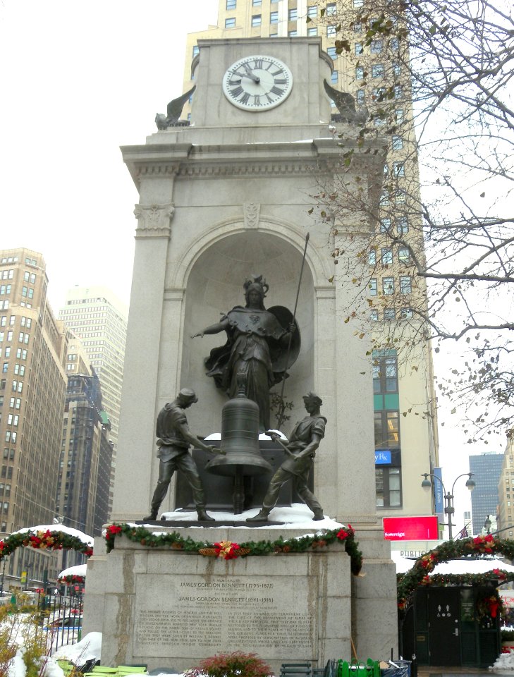 Herald Square clock snow jeh