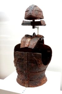 Helmet and Armor, Jomon period, 5th century, iron plates sewn with leather strings - Tokyo National Museum - DSC06388