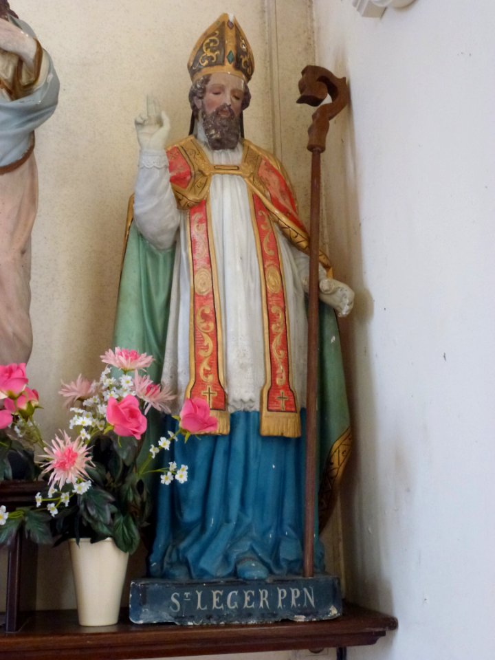 Herbelles (Pas-de-Calais, Fr) église Saint-Léger, statue St.Léger