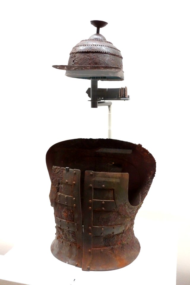 Helmet and Armor, Kofun period, 5th century, iron plates riveted together - Tokyo National Museum - DSC06391