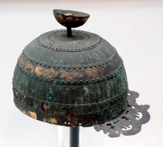 Helmet, Kofun period, 5th century, from Otsukayama Tumulus, Gion, Kisarazu-shi, Chiba - Tokyo National Museum - DSC06378