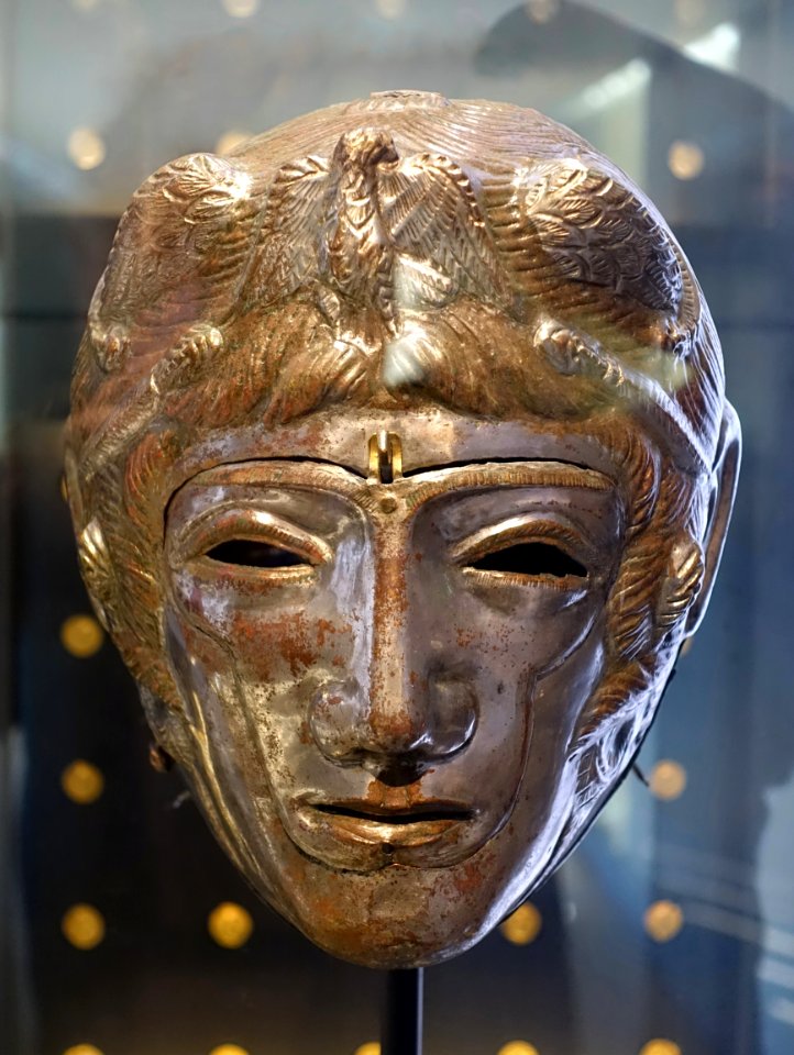 Helmet with human face and eagle, Pfrondorf, Kreis Calw, 2nd half of 2nd century BC - Landesmuseum Württemberg - Stuttgart, Germany - DSC02836