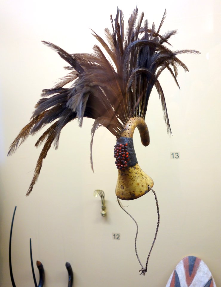 Headgear, calabash with feathers - Burundi - Royal Museum for Central Africa - DSC06580