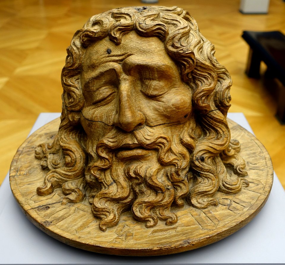 Head of St. John the Baptist on a Plate, Southern Netherlands, c. 1430, oak - Bode-Museum - DSC03181 (cropped)