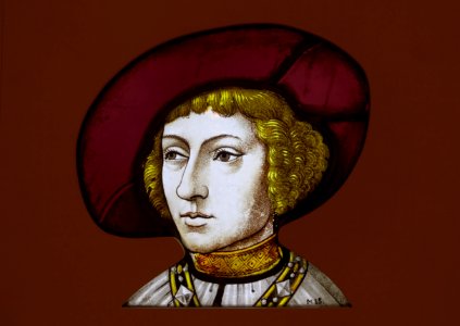 Head of a Young Saint, Cologne, c. 1525, stained glass - Museum Schnütgen - Cologne, Germany - DSC00232