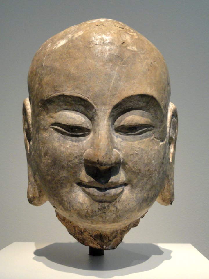 Head of the Disciple Ananda, Hebei province, Fengfeng, northern Xiangtangshan Cave Temples, South Cave, Northern Qi dynasty, 550-577 AD, limestone with traces of pigment - Freer Gallery of Art - DSC05697