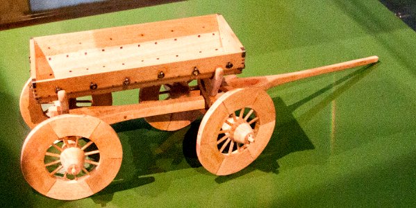 Hedeby Museum, model of a wagon from the viking times