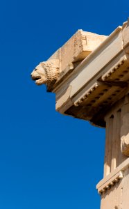 Head of Lion edge Parthenon Acropolis Athens Greece photo