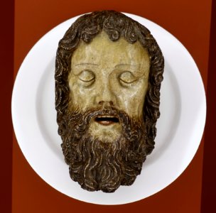 Head of Saint John the Baptist, Rimpar, Wurzburg, c. 1470-1480, ceramic - Mainfränkisches Museum - Würzburg, Germany - DSC05185