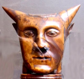 Head with Hornes, wood sculpture by Paul Gauguin