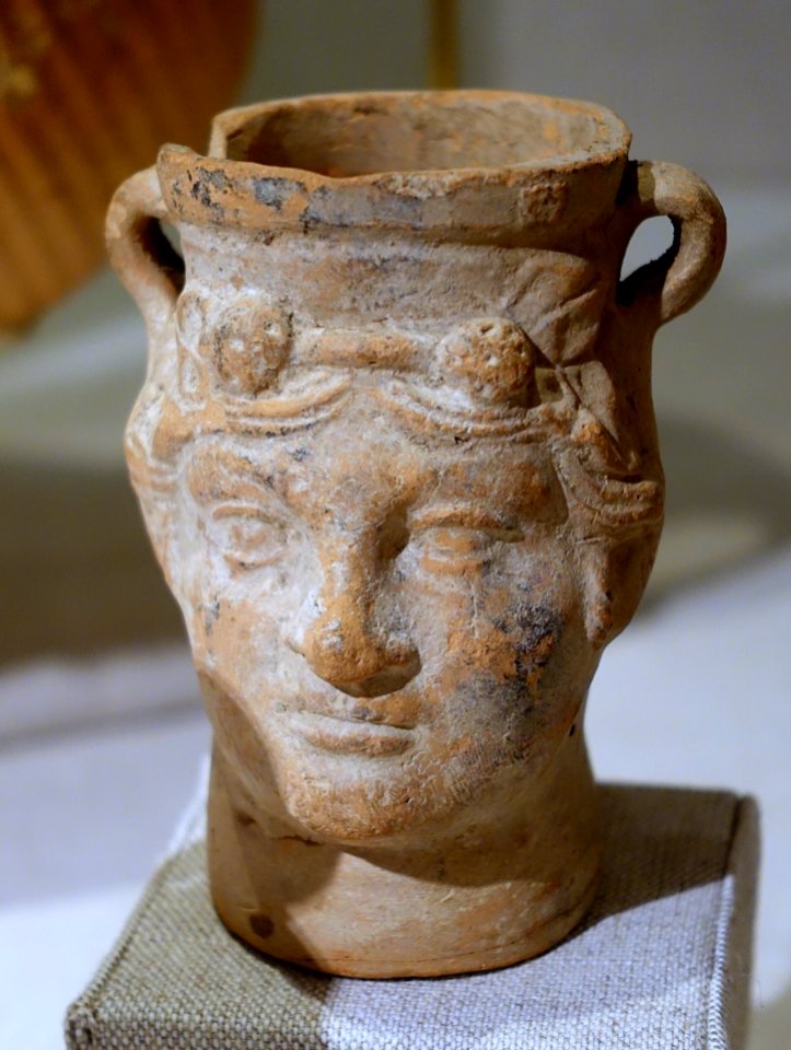 Head jar, Roman, England, 1st-4th century AD, terracotta - Spurlock Museum, UIUC - DSC05678
