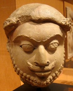 Head of a bearded man, India, Madhya Pradesh or Rajasthan, c. 9th-10th century CE, sandstone, HAA