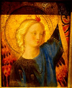 Head of an Angel, from an altarpiece now in the Rijksmuseum, by Guido di Pietro called Fra Angelico, c. 1445-1450, tempera and oil on panel - Wadsworth Atheneum - Hartford, CT - DSC05120