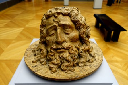 Head of St. John the Baptist on a Plate, Southern Netherlands, c. 1430, oak - Bode-Museum - DSC03181