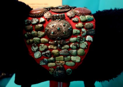 Headdress, Ladakh, India, 20th century, wool, cotton, turquoise, silver, carnelian - Fernbank Museum of Natural History - DSC09983