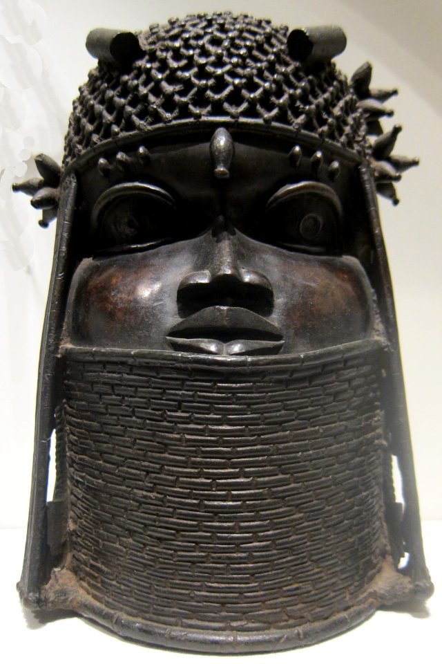 Head, possibly mid 1500s or early 1600s, brass, Benin Kingdom, Cleveland Museum of Art
