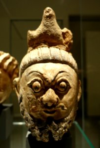 Head of a 'Westerner', Khocho, Ruin alpha, probably 10th-11th century AD, painted clay - Ethnological Museum, Berlin - DSC01477