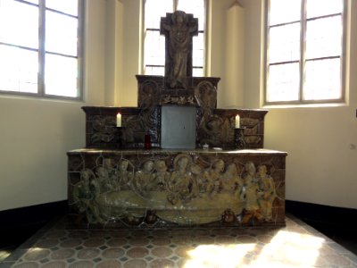 Heeswijk abdij Berne, Rijksmonument 520574 abdijkerk, zijaltaar, sculptuur Laatste Avondmaal