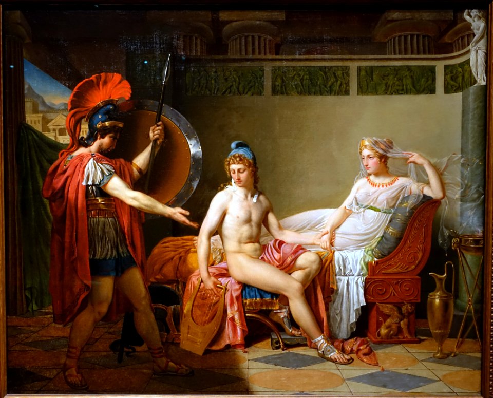 Hector Censuring Helen and Paris, by F. Hendrickx, Dutch, c. 1820, oil on canvas - Princeton University Art Museum - DSC06480