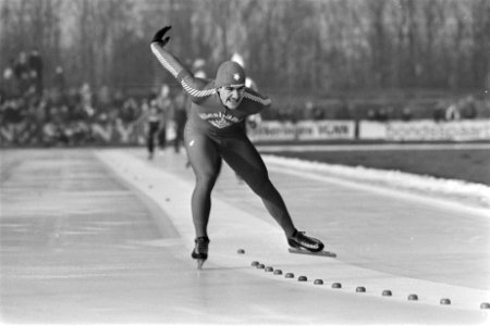 Heerenveen, landenwedstrijd, Nederland, Noorwegen, Zweden schaatsen voor heren , Bestanddeelnr 932-8133
