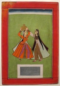 Heer Ranjha- Two Women, Jodhpur school, watercolor, Tokyo National Museum