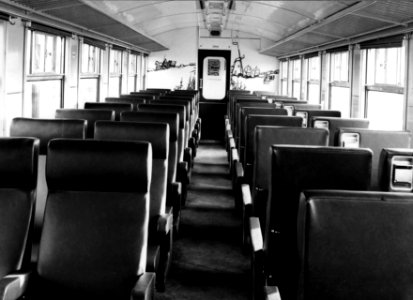 HUA-151769-Interieur van het Bk rijtuig 2e klasse van het electrische treinstel nr 790 Mat 1954 plan P van de NS