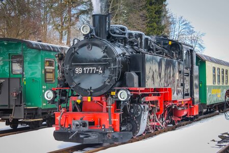 Steam locomotive winter snow photo