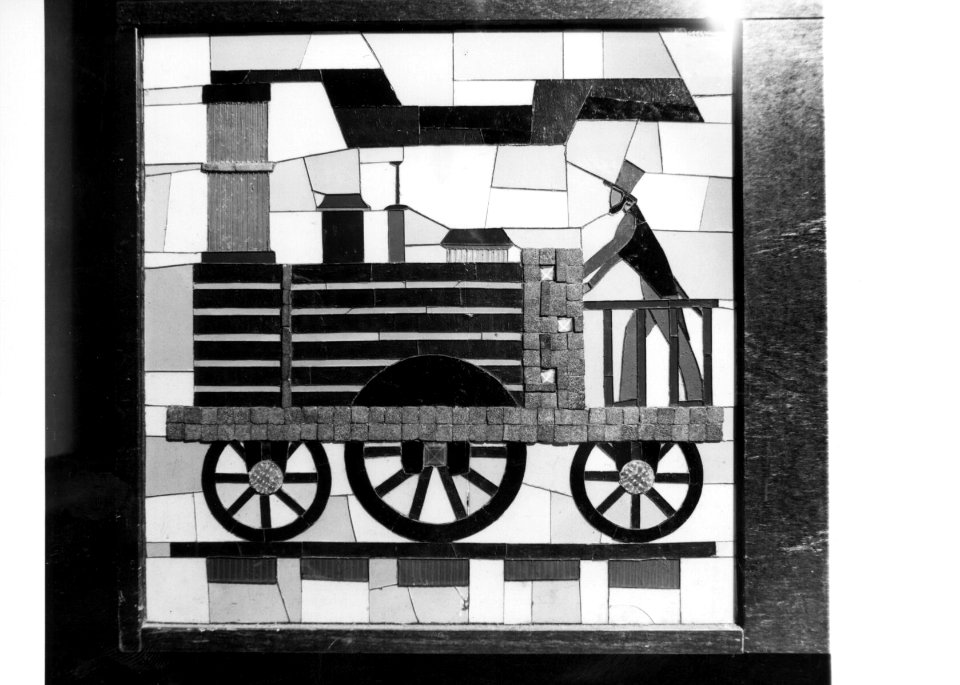 HUA-156037-Afbeelding van een gedeelte van het door Kees Wuisman ontworpen mozaïek in de loketbalie van N.S.-station Emmen te Emmen