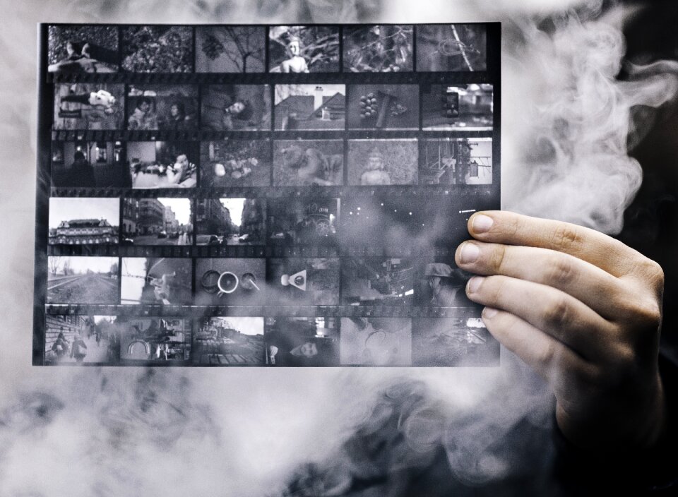 Light contact sheet analog photography
