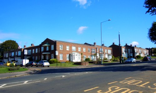 Housing at junction of Kestrel Close and The Upper Drive, Hove (August 2014)