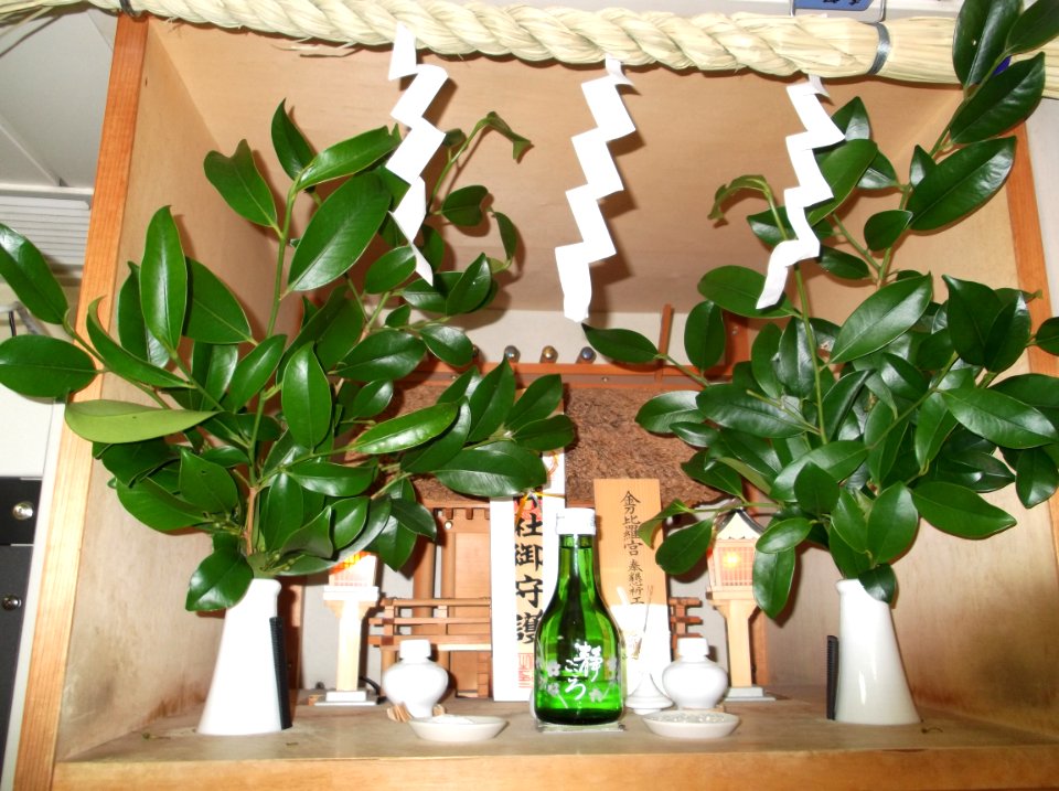 Household Shinto altar of Tokai University, Research and Training Vessel BOSEI MARU in port of Yokohama 20120716