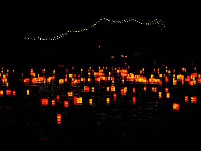 Festival of lights floating candles red photo