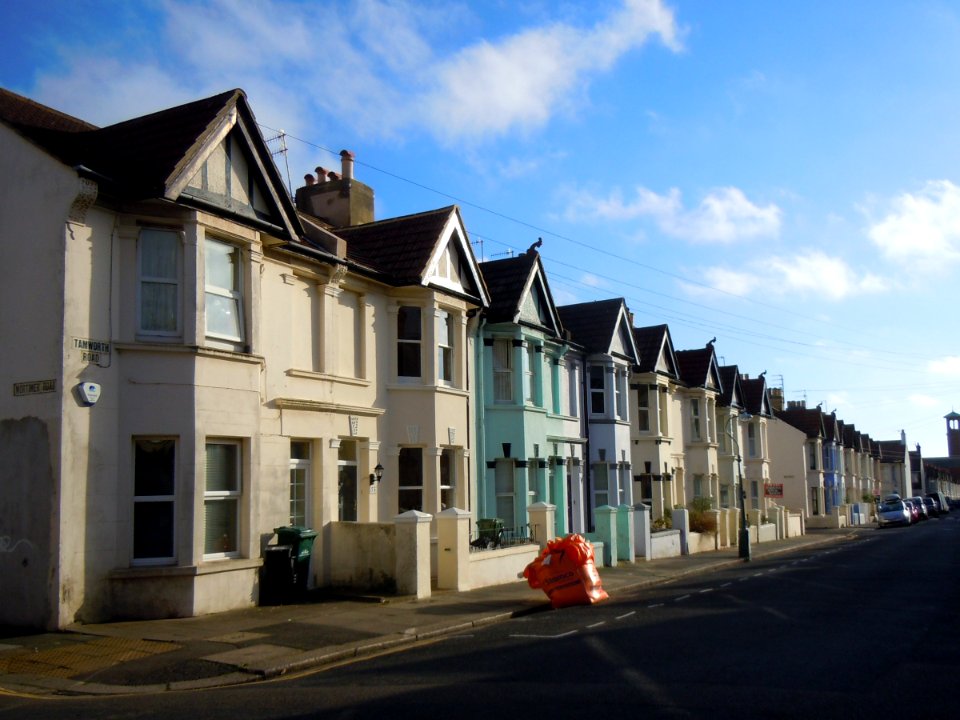 Housing on East side of Tamworth Road, Poets' Corner, Hove (October 2014)