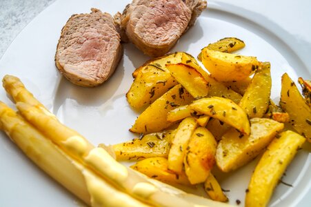 Rosemary potatoes asparagus food